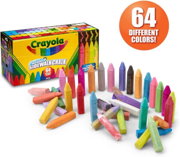 Crayola Ultimate Washable Chalk Collection (64ct), Bulk Sidewalk Chalk, Outdoor Chalk for Kids, Anti-Roll Sticks, School Supplies - Image 3