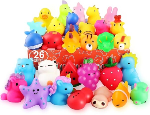 Squishies, 26 Pack Mochi Squishy Toys - Kawaii Cat Squishys Slow Rising Animals - Party Favors, Goodie Bag, Birthday Gifts, Mini Squishies Stress Reliever Toy Pack