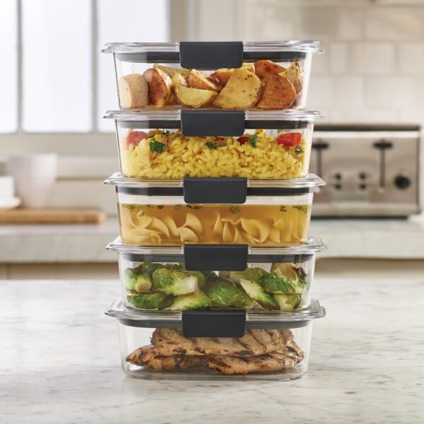 Rubbermaid Brilliance Food Storage Containers, BPA Free, Airtight Lids, Ideal for Lunch, Meal Prep & Leftovers, Set of 5 (3.2 Cup) - Image 4